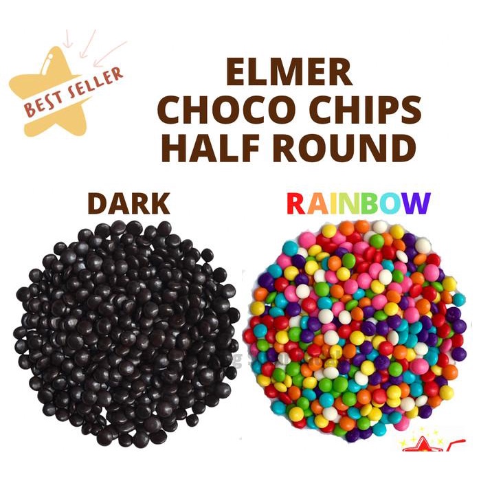 

ELMER CHOCO CHIPS DARK 1KG / ELMER CHOCO CHIPS RAINBOW 1KG - REPACK