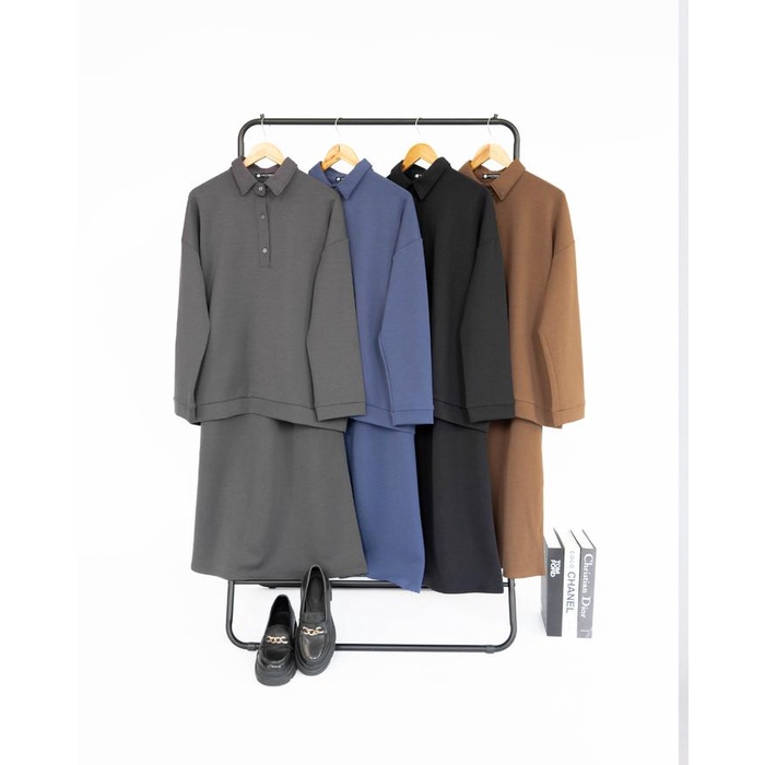 Cottoncut Finn Set Setelan Wanita Atasan Dan Bawahan Rok Basic Panjang