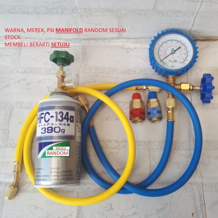 PAKET LENGKAP ALAT ISI ULANG / TAMBAH FREON AC MOBIL SINGLE MANIFOLD ORIGINAL