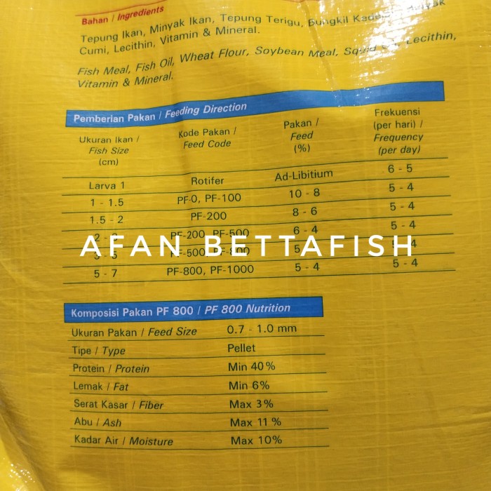 CUCI GUDANG.. PF 800 1 KG PAKAN PELET BENIH BIBIT IKAN NILA GURAME LELE CUPANG IKAN HIAS PRIME