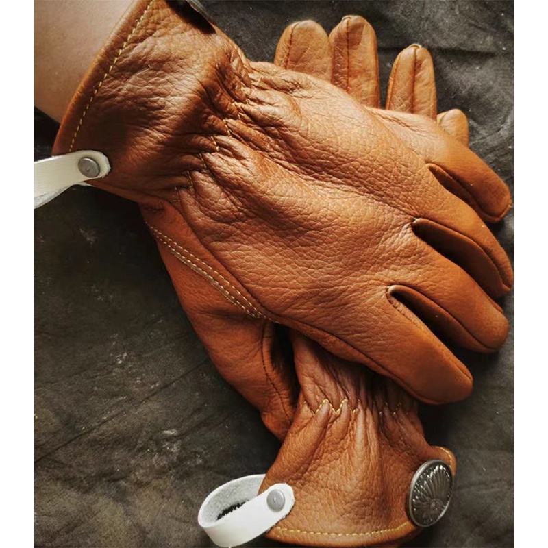 NEW Genuine Leather Motorcycle Gloves Retro Motocross Vintage Touch Screen Riding Biker Moto Gloves 
