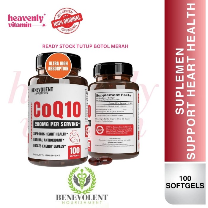 Benevolent Nourishment Coq10 200 Mg Per Serving - 100 Softgels, Non-Gmo