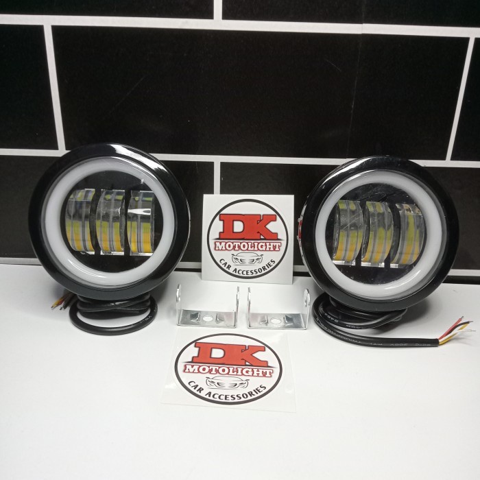 Lampu Sorot Foglamp Daymaker 3 Lensa Bulat 3,5 Inchi Motor Mobil