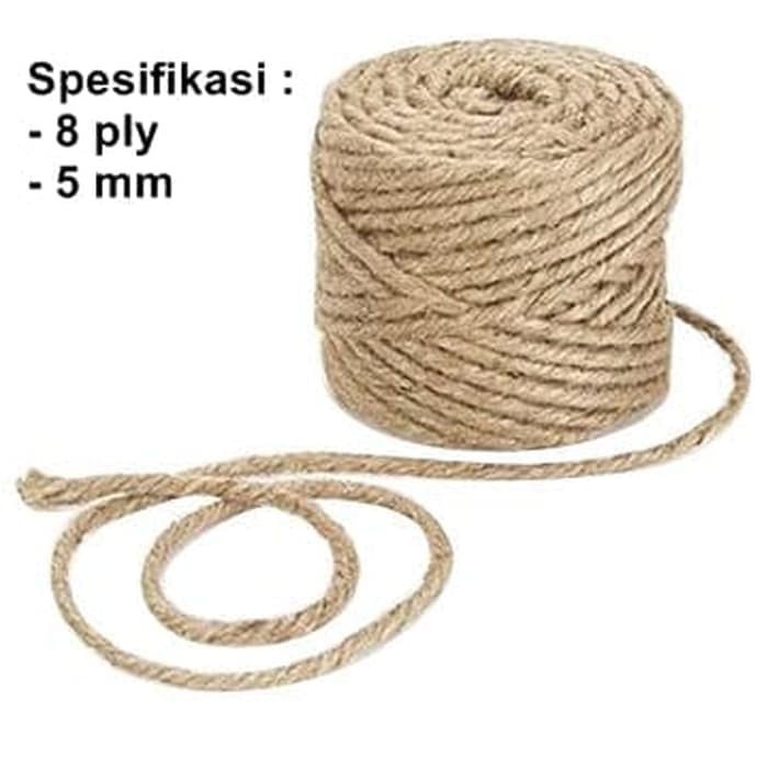 

(GoodSeller) Tambang Tali Goni Rami Lilitan 8ply Ketebalan size 5mm Meteran