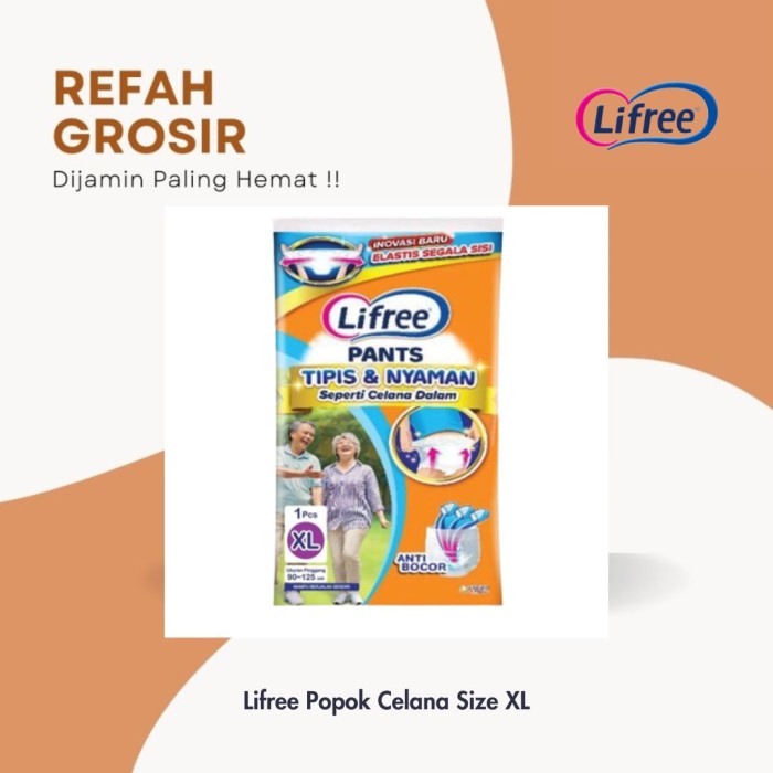 HEMAT 120pcs Lifree Pants Popok Dewasa sachet XL