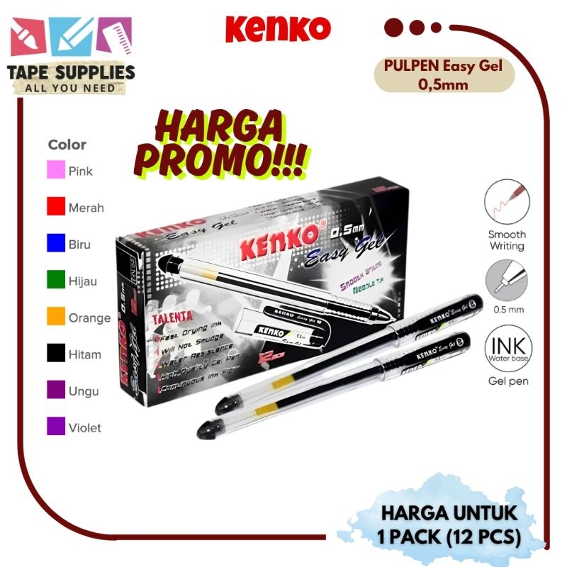 

Pulpen Kenko Easy Gel 0.5 1Lusin (12 Pcs)