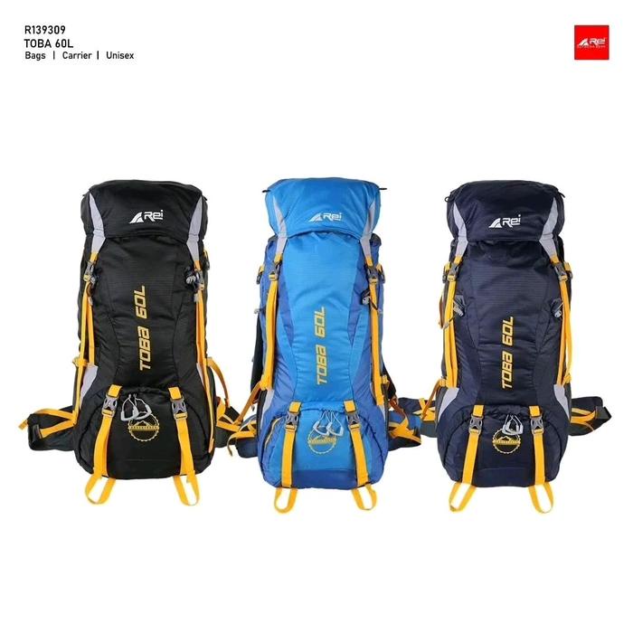 Shelter Tas Carrier Rei Toba 60 Liter + Rain Cover Tas Gunung Original Arei Outdoorgear