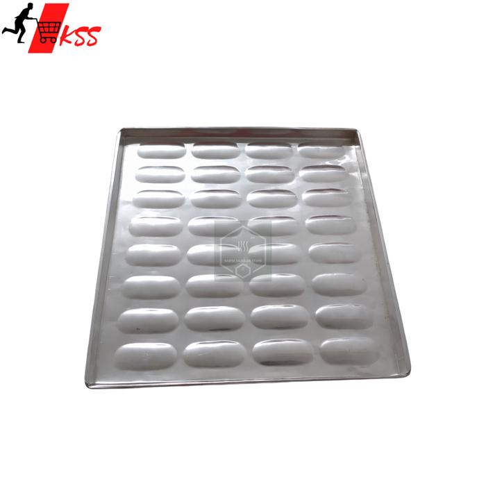 

1 Pcs - Loyang Kue Lidah Kucing 30 Cm X 30Cm 32 Lubang - Motif Oval / Loyang Lidah Kucing Anti