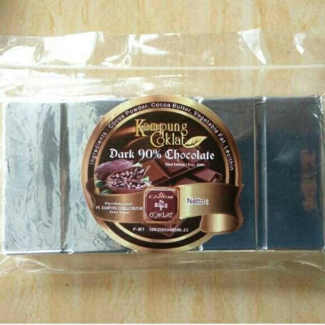 

(TopSeller) Dark Chocolate 90% Blok netto : 250gr (Kampung Coklat Blitar)