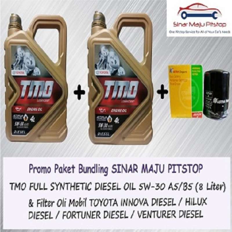 Paket Bundling Oli TMO DIESEL 5W-30 SYNTHETIC 8 Liter & Filter Oli Mobil TOYOTA INNOVA DIESEL &