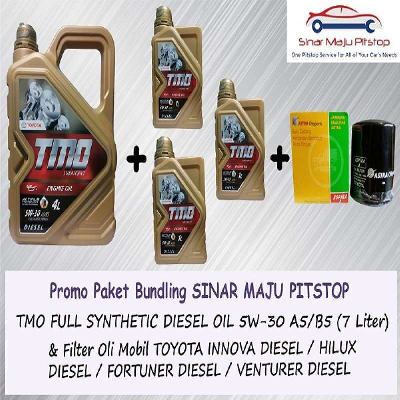 Paket Bundling Oli TMO DIESEL 5W-30 SYNTHETIC 7 Liter & Filter Oli Mobil TOYOTA INNOVA DIESEL &