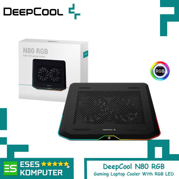 Cooling Pad Deepcool N80 Rgb 2X 140Mm Fan Laptop Cooler