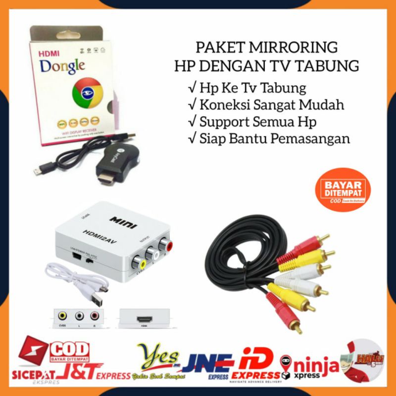 PAKET LENGKAP ANYCAST DONGLE HP KE TV TABUNG / ANYCASH DONGEL WIFI MIRACAST SCREEN MIRRORING