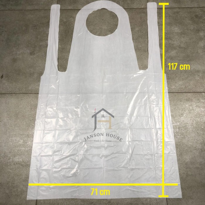 Apron Celemek Plastik LDPE / Apron Medis Disposable 1 Pack Isi 100 Pcs