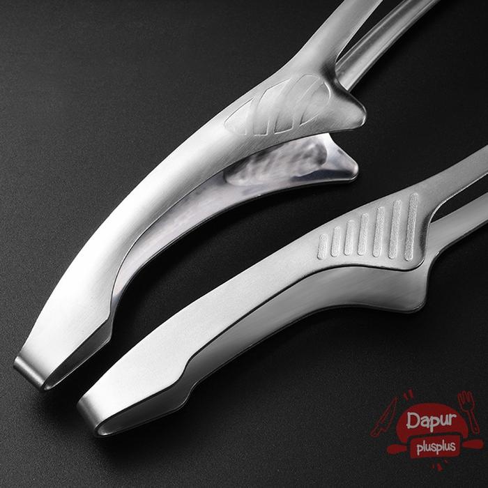 Jepitan Daging BBQ Curve Stainless Steel Capitan Daging Pipih Bulat Pencapit Korean Barbeque Korea