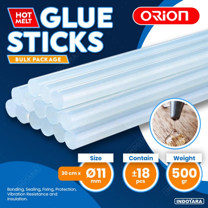

Hot Melt Glue Sticks / Isi Refill Glue Gun Orion Size 11mm 500gr
