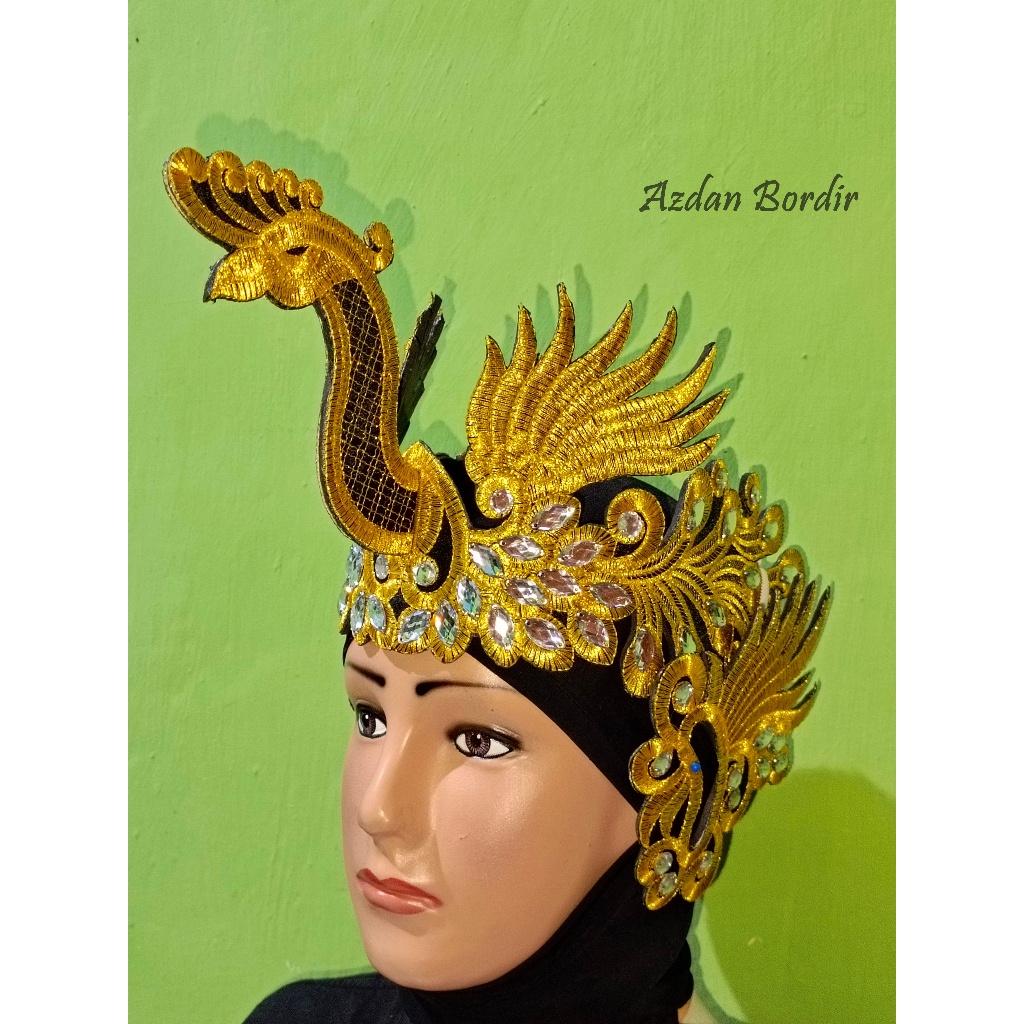 Renda Bordir Siger Kepala Merak Set Hiasan Kepala Aksesoris Tari