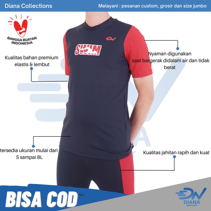 (Expert) Setelan baju renang pria Baju renang muslim pria Atasan renang