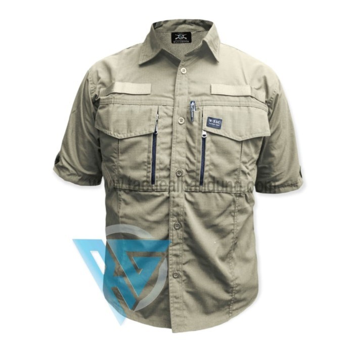 (Expert) Terlaris Kemeja Tactical W tac Lengan Pendek Casual Outdoor Putih Cod