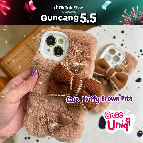 Nakula Sadewi Caseuniqq Case Fluffy Brown Pita Rantai Love Casing Hp Compatible With Iphone 15