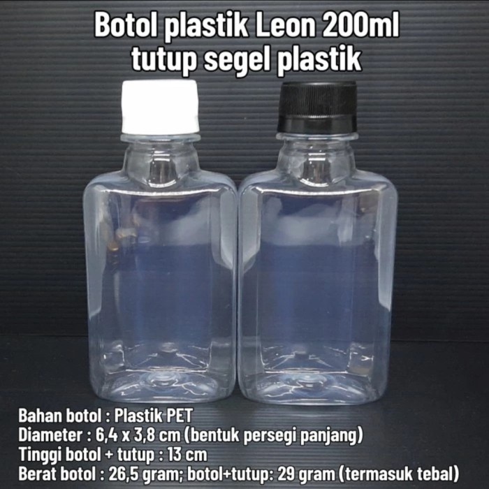 (Expert) BOTOL KOPI 200ML PLASTIK LEON/BOTOL LEON 200ML KOTAK TUTUP SEGEL