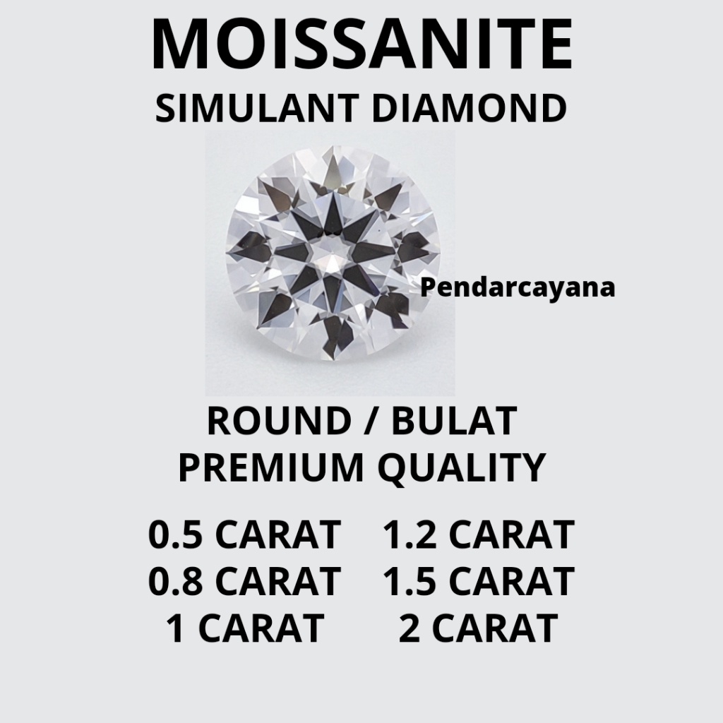 UM1 MOISSANITE SIMULANT DIAMOND 0.5 CARAT - 2 CARAT ROUND PREMIUM QUALITY