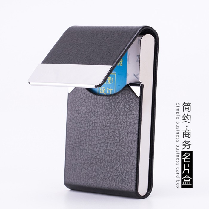 

Dompet Wallet Kotak Kartu Nama Name Card ATM Credit Card Bahan Metal Kulit Sintetis Case Elegant