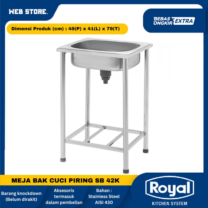 Meja Bak Cuci Piring Portable Royal Kitchen Sink SB 42K ainless