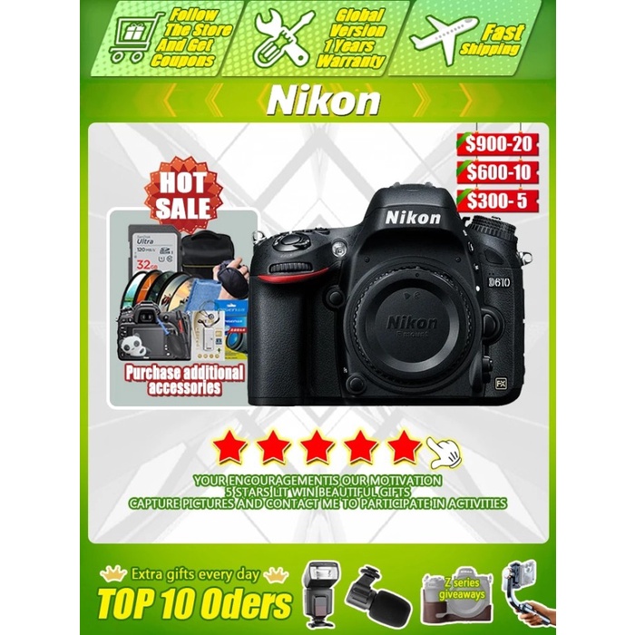 Nikon D610 DSLR Camera 24 megapixel Full frame SLR digital camera