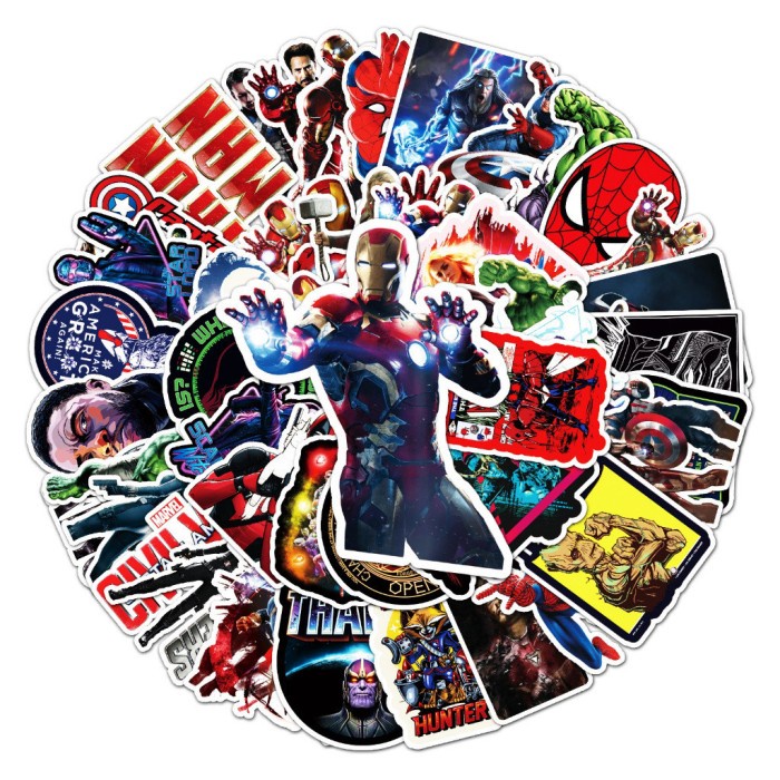 

icker Pack vinyl isi 50 100 pcs anti air varian MARVEL glossy matte laptop helm tumbl koper