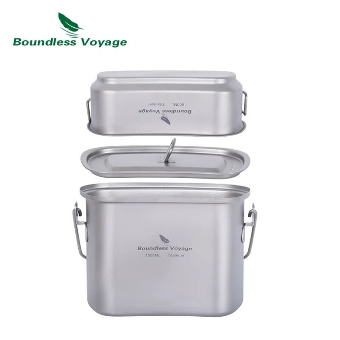 Boundless Voyage Camping Titanium Hanging Pot Cup Cooking Set with