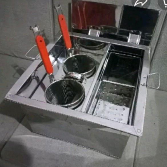 

1 set dandang mie ayam kotak 2 lubang panci mie ayam bakso + saringan