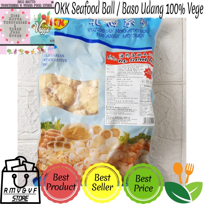 

OKK Veg. Seafood Ball 1kg / Bakso Udang Vege / Baso Vegetarian Frozen