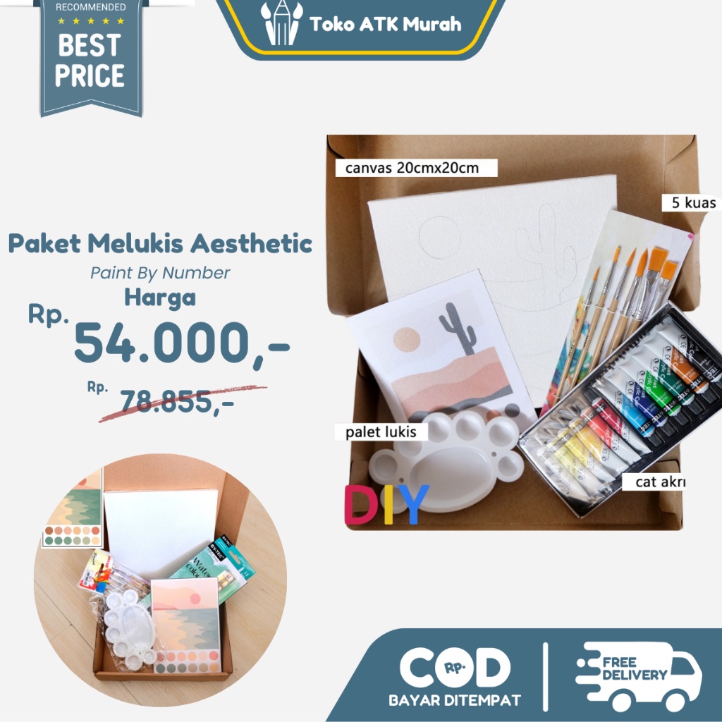 

IK! Paket Melukis Aesthetic Paint By Number 20 x 20 painting kit Komplit