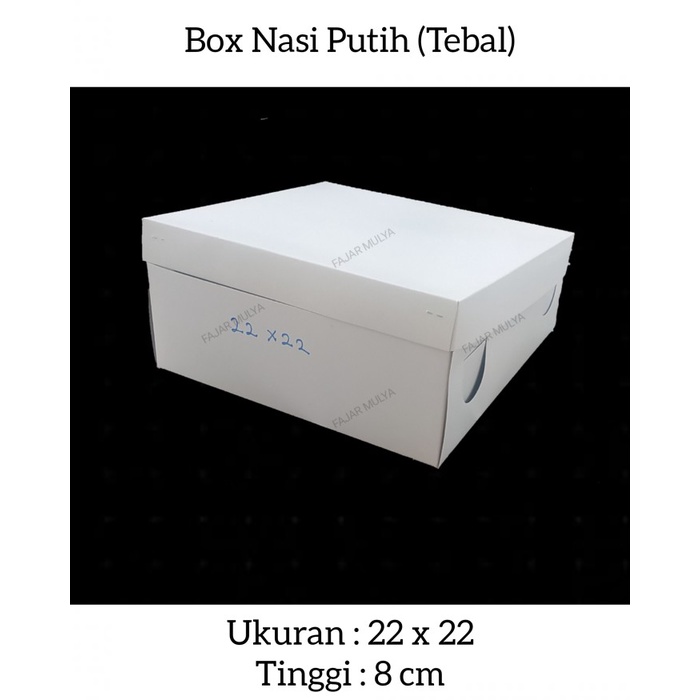 ada- Dus Nasi / Box Nasi Putih / Kotak Nasi / Ukuran 22x22 (Tebal) @25 pcs