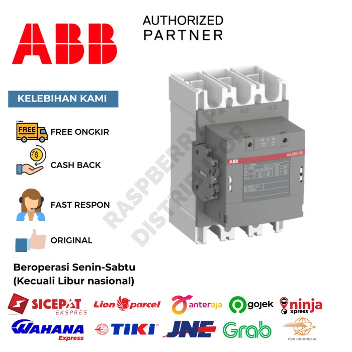 ABB CONTACTOR 3P 260A 220-230VAC 1NO 1NC AX260-30-11 220-230V 50HZ