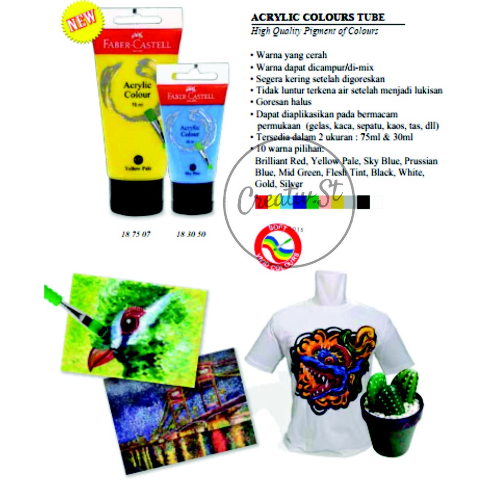 

IK! FABER CASTELL Cat Acrylic Flourescent 30 Ml Satuan Cat Lukis Akrilik