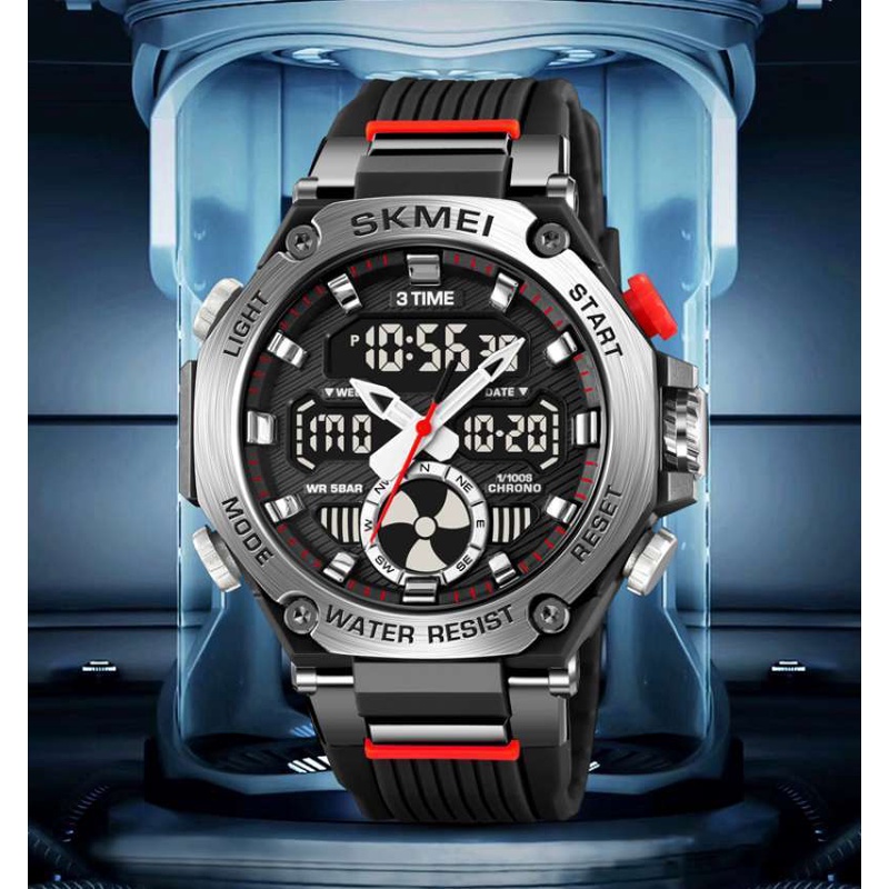 Jam Tangan Pria Digital SKMEI 2223 Black Silver water resist30m *