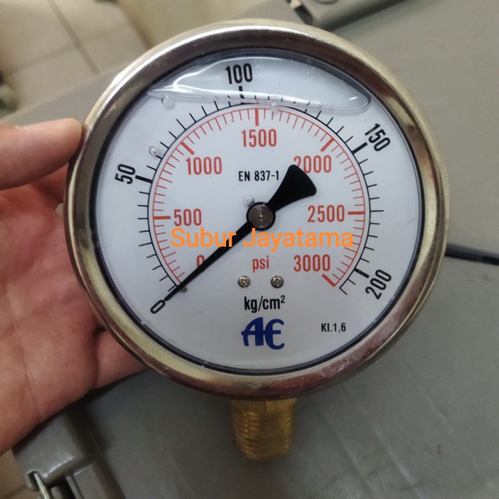 Pressure Gauge Raket Stainless 4 " Inchi 200 Bar 3000 Psi