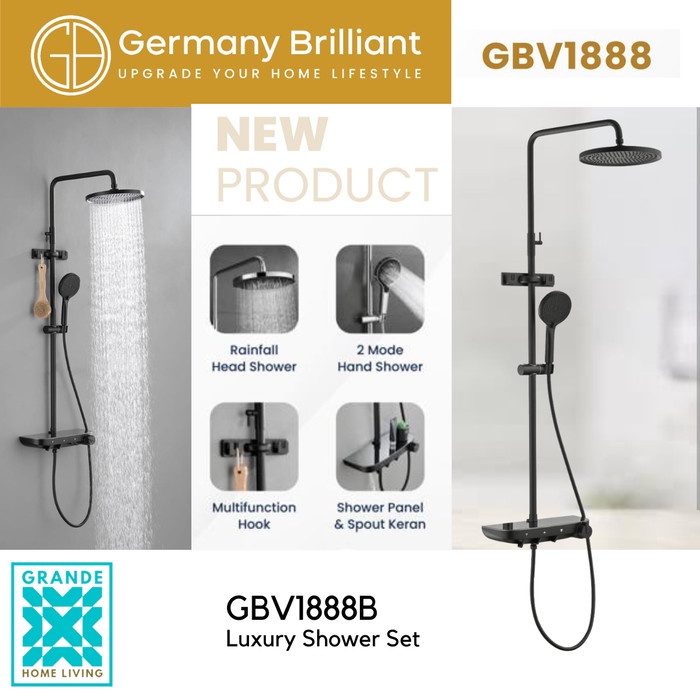 Germany Brilliant Luxury Shower Set Black Matte GBV1888B GBV 1888 B