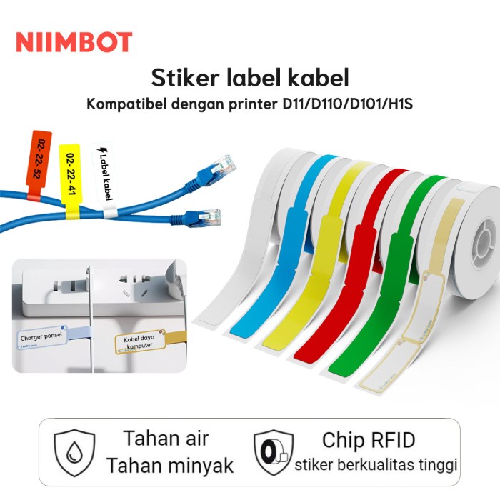 

New NIIMBOT D11_H D110_M D101 Stiker label kabel kabel jaringan serat optik Tahan air dan anti gores