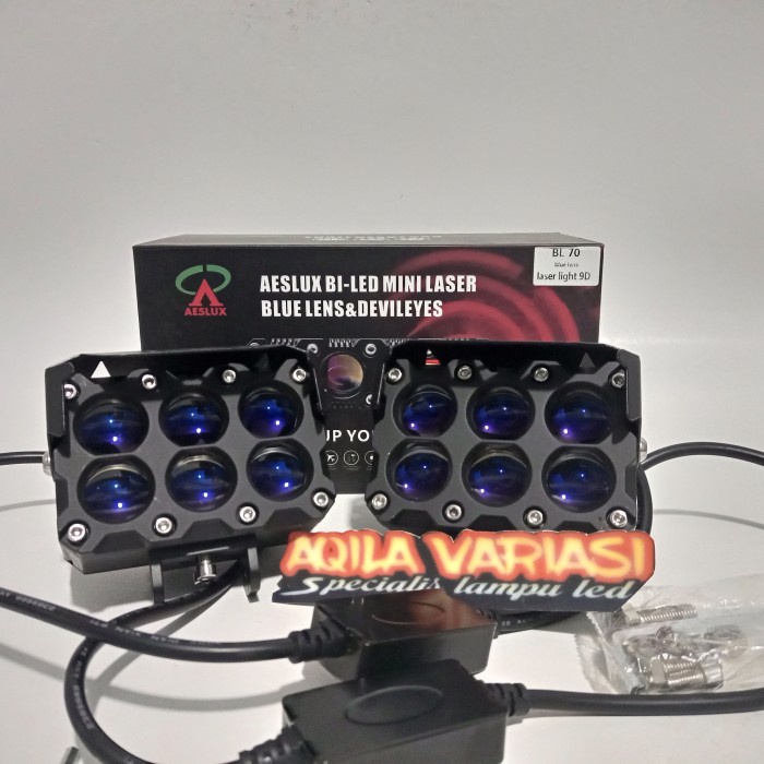 Mini Projector SQL 6 Mata AESLUX BL 70 BLUE LENS putih kuning