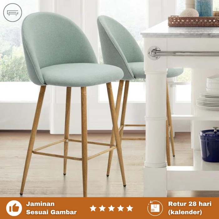 Kursi Bar Rangka Kayu Besi - Bar Stool Cafe - Kursi Bar Jok Modern - Kayu