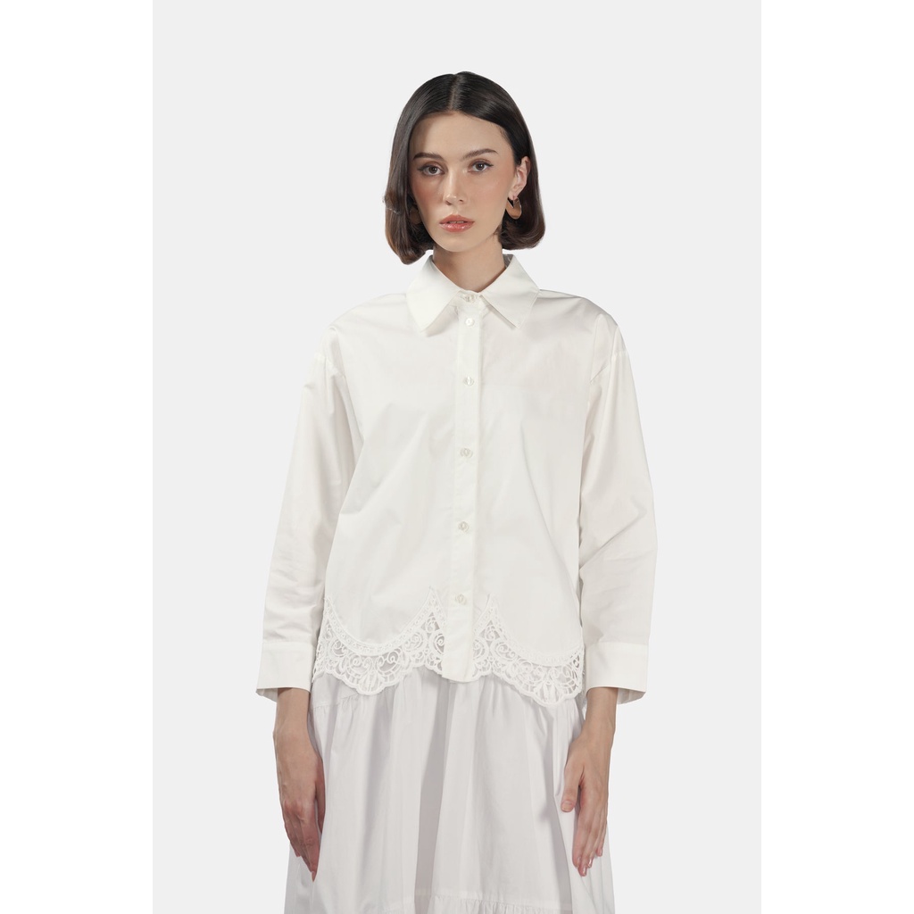 Benang Jarum - Selma Lace Shirt - White