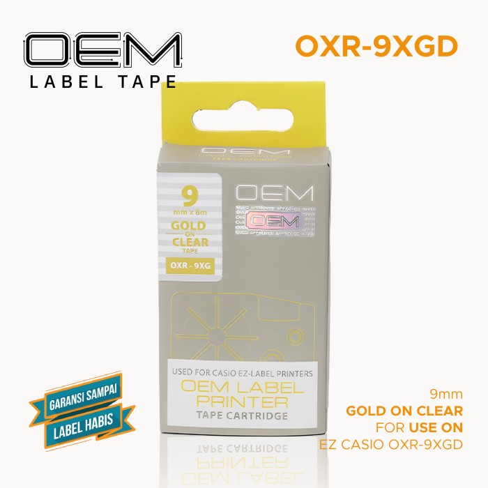 

OEM TAPE LABEL FOR EZ PRINTER GOLD ON CLEAR TEXT EMAS PADA LABEL CLEAR
