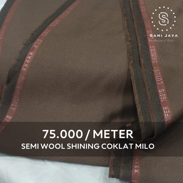 Modrico- Kain Bahan Jas & Celana Wedding Semi Wool Shining warna Coklat Milo