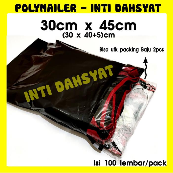 

New POLYMAILER HITAM GLOSSY 30x45 Isi +/-100lembar Kantong Plastik Kemasan