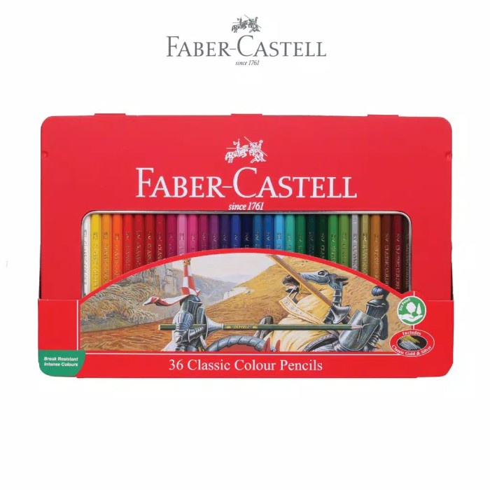 

New Pensil Warna Faber Castell 36 Classic Kemasan Kaleng (Tin Case)