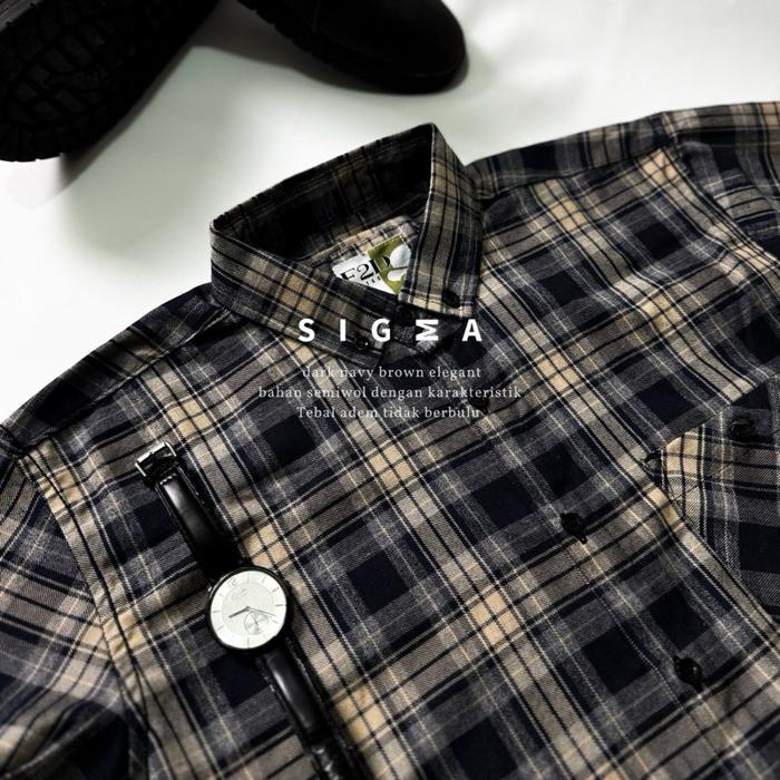Zeno-Kemeja flanel semi wool premium F2D Casual lengan panjang unisex kemeja pria dan wanita
