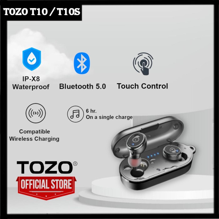 TOZO T10 TWS Stereo Headset Wireless Earbuds Wireless Charging IPX8
